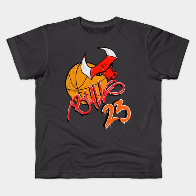 Chicago Bulls Fan Caricature Kids T-Shirt by yera